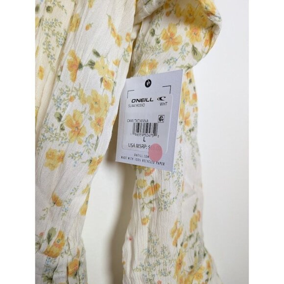 O'Neill Cover Up Large Floral Shirt Dress Boho Cottagecore Cami Tatianna NEW - Picture 4 of 10